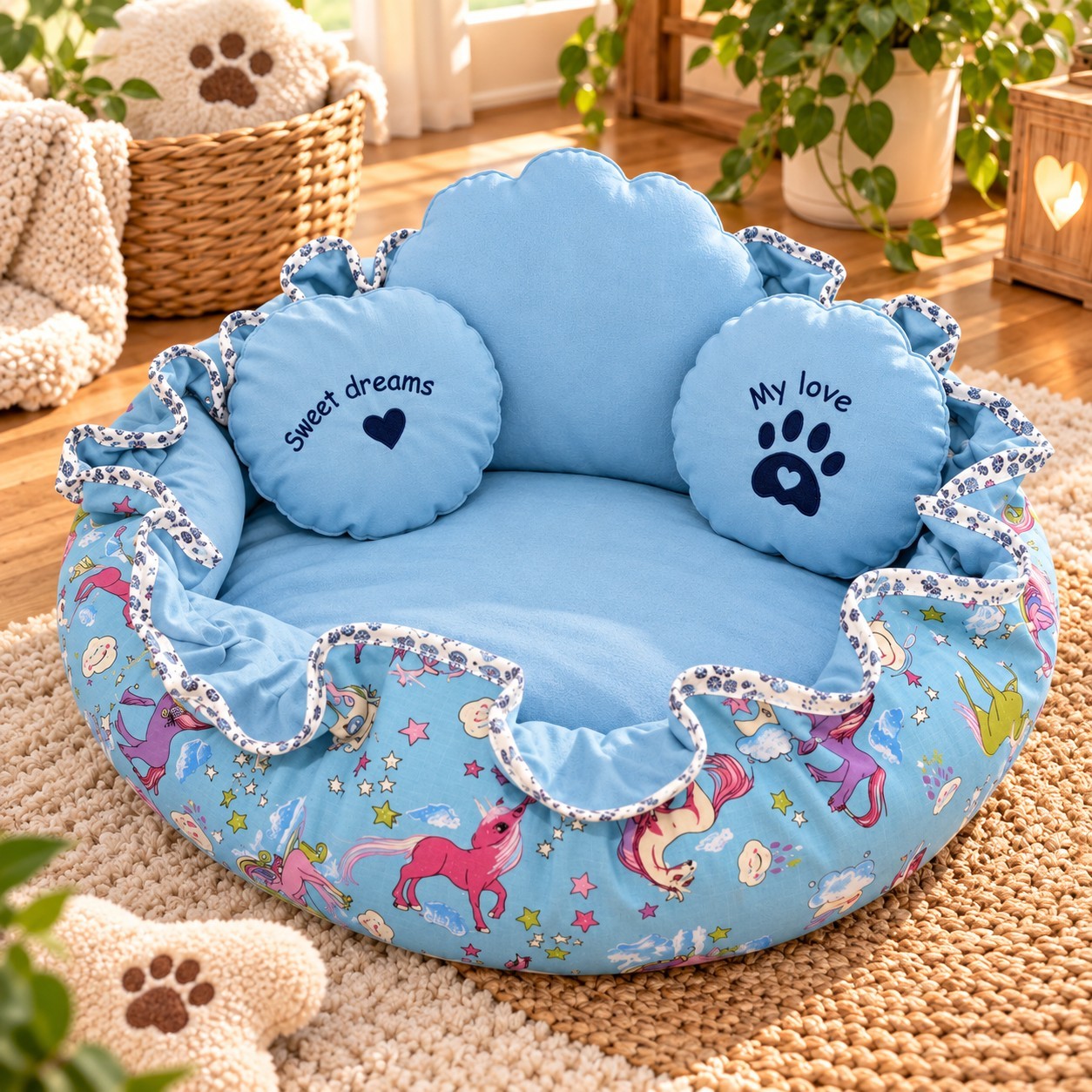 Cuccia Rotonda Double Face Unicorno